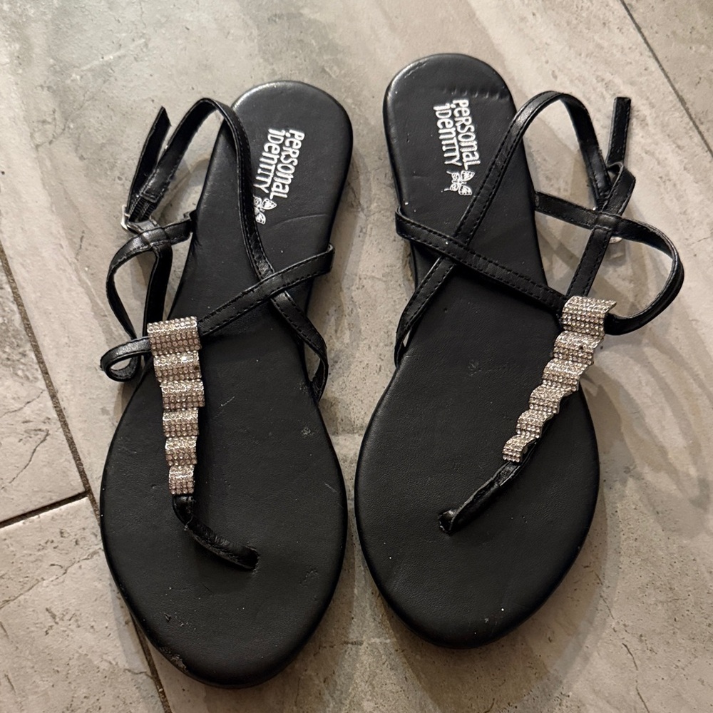 Stylish Black Rhinestone Sandals by Personal Identity
